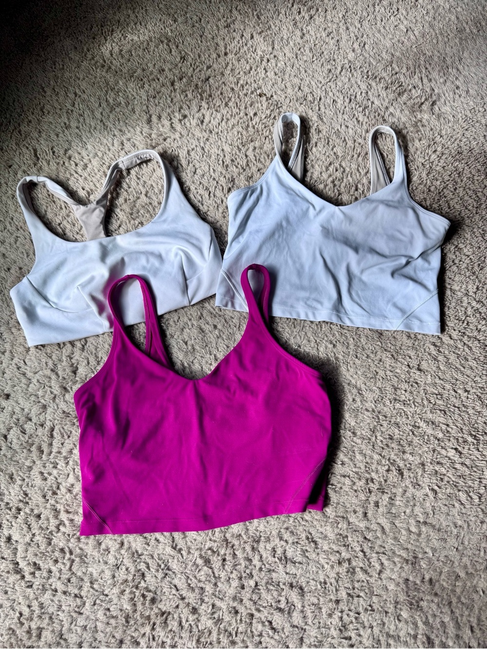 lululemon athletica Cropped Support Camisoles in White and Magenta